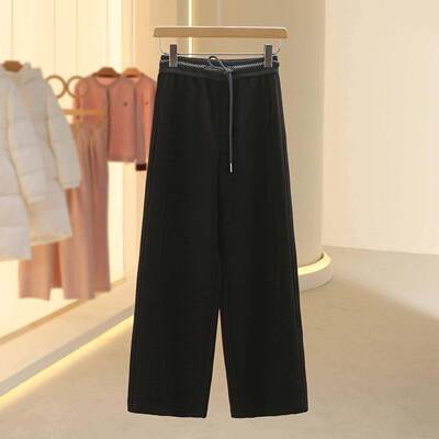 芙【】冬韩系加OOSJV绒厚实直筒休N女卫裤2025季款新闲今年流行装