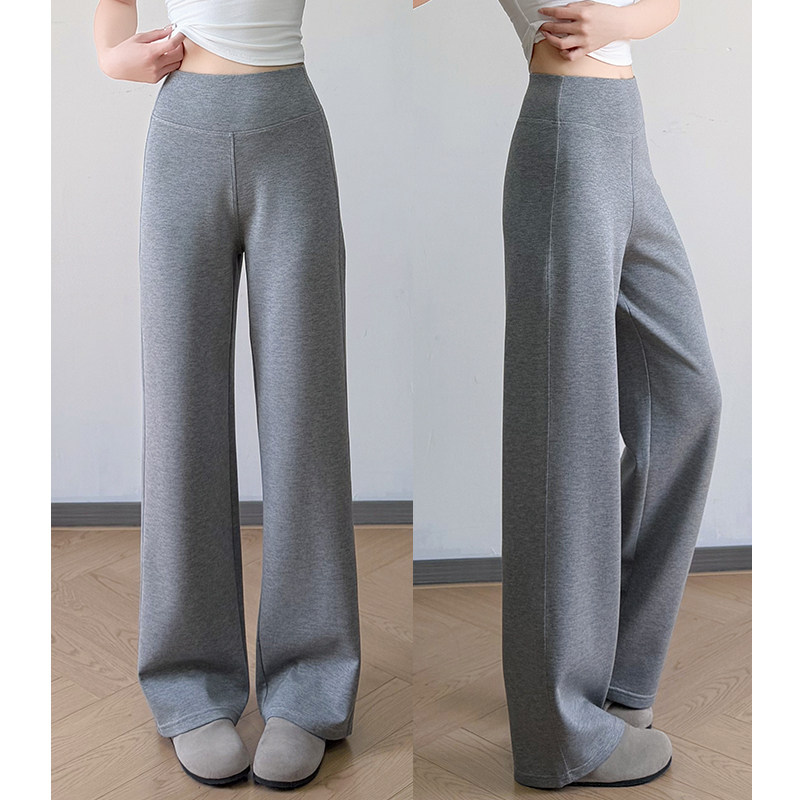 灰色微喇叭裤女春夏季2026新款小个子高腰显瘦修身卫裤休闲运动裤