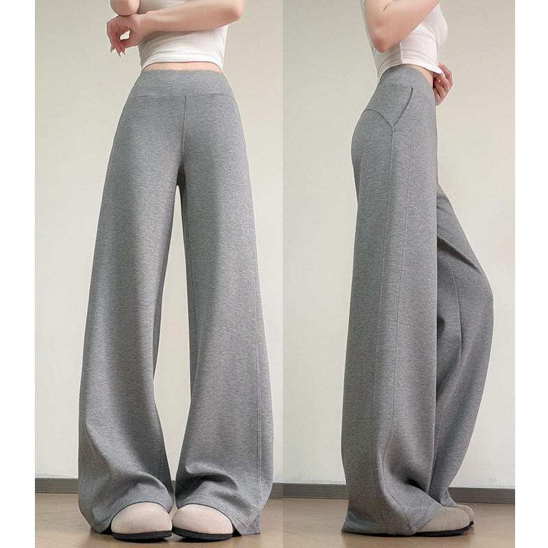 灰色阔腿裤女春夏季2026新款薄款美式高腰显瘦瑜伽卫裤休闲运动裤