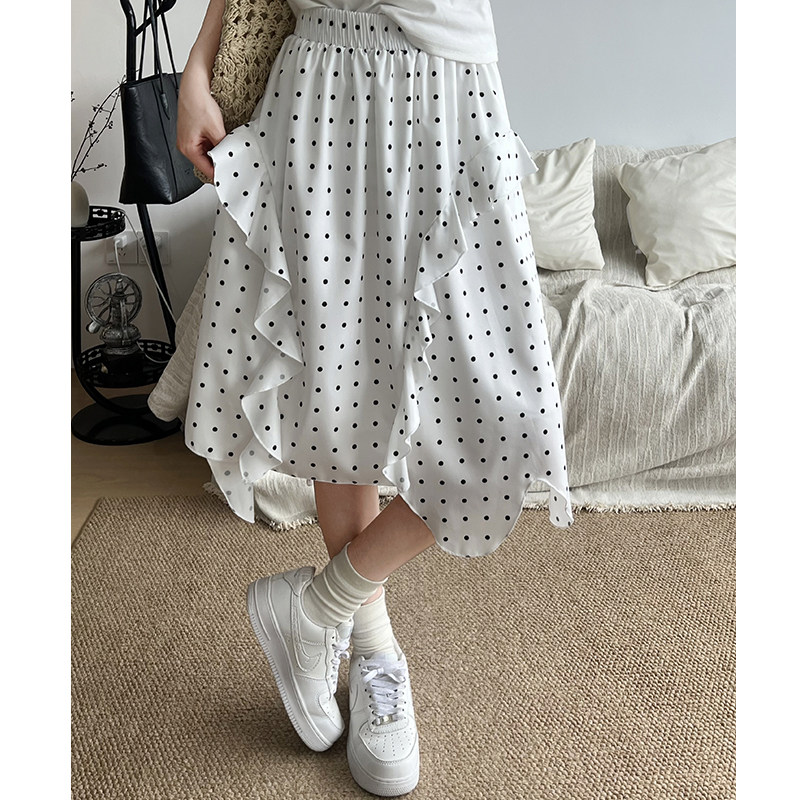 白色设计感半身裙女夏季2026新款miu里miu气半裙小个子蓬蓬波点裙