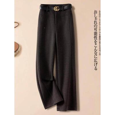醋羊毛窄版腿阔裤女2XXN0松酸25秋冬季新高款紧腰休羊毛呢直ECP筒