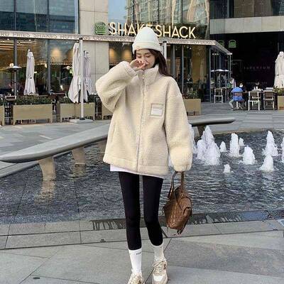 羊MHY羔绒冬2皮毛一体外套秋冬05新款女2松休闲季加IOX厚仿羊毛羔