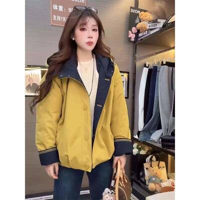 加绒加冬厚衣女20套NTZ25NYT秋季新款小个锋子闲宽外松冲显瘦保暖