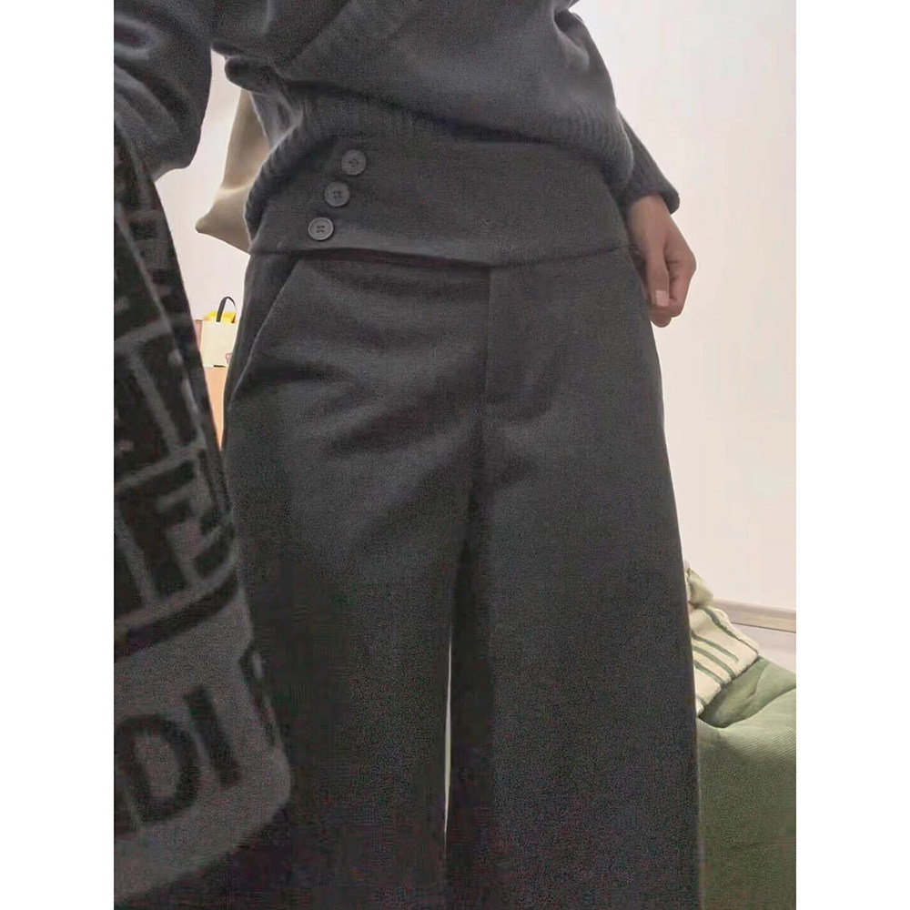 深灰色时髦垂感加厚西装裤女秋冬2025新款高腰宽松显瘦直筒阔腿裤