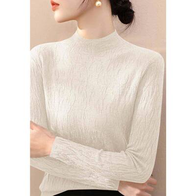 羊毛肌理高级修身0上衣01BY#S女9012BY#S装225新秋冬半高领长29袖