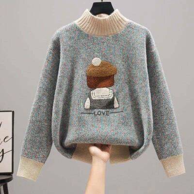 毛衣新女202202221大款少女学2高中5初中打生童加绒加厚中领20221