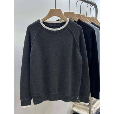 纯线反骨100厚%毛衣上女装春秋冬IID 季棉款衣宽松单XKZ穿全粗棉