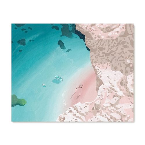 【特惠捡漏】Yukiko Noritake插画复刻艺术版画海滩风景装饰画芯