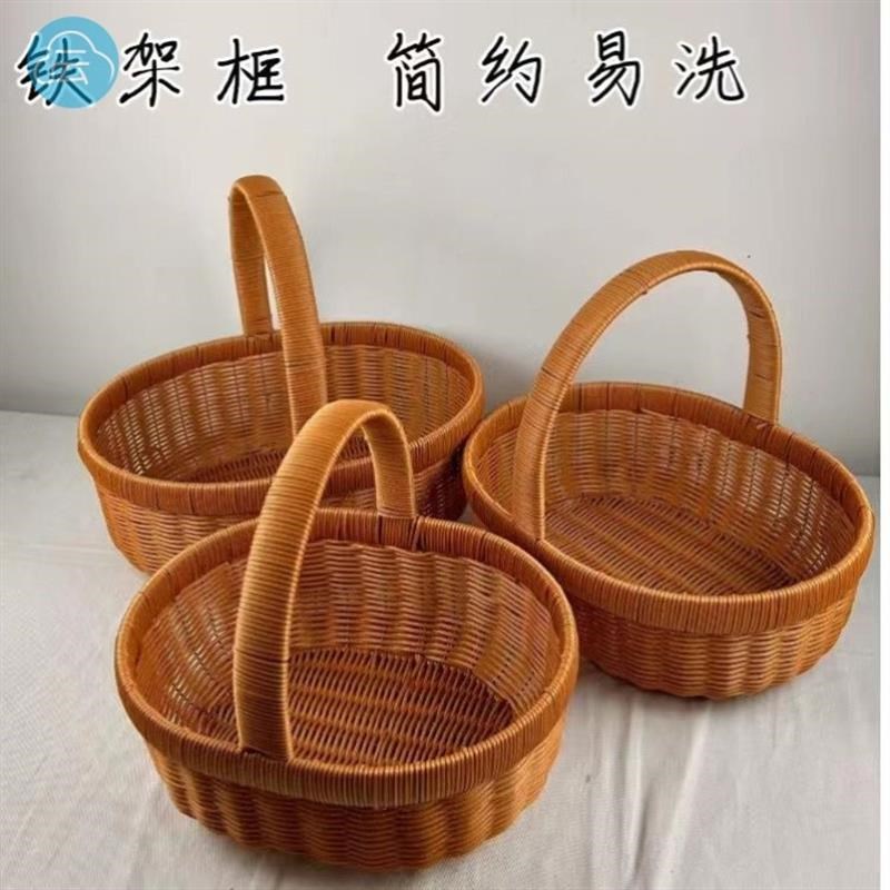 手工编菜蓝子手工编织成品蓝子手工编织水果篮买菜篮子编织摘菜筐