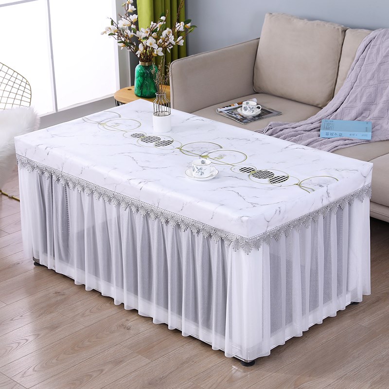 夏季防水防油烤火桌子罩薄款长方形电炉罩茶几蕾丝桌布皮桌罩