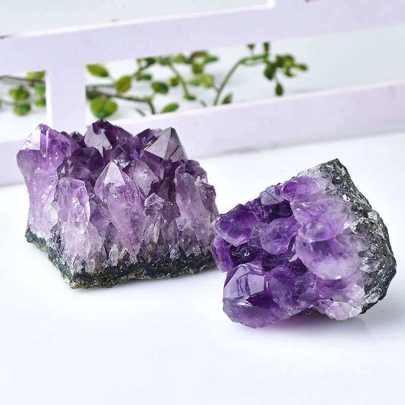 天然乌拉圭紫水晶簇紫晶洞原石晶块家居装饰工艺品紫晶片消磁摆件