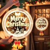 发光merry christmas跑马LED彩灯挂饰圣诞节氛围门上装 饰布置挂件