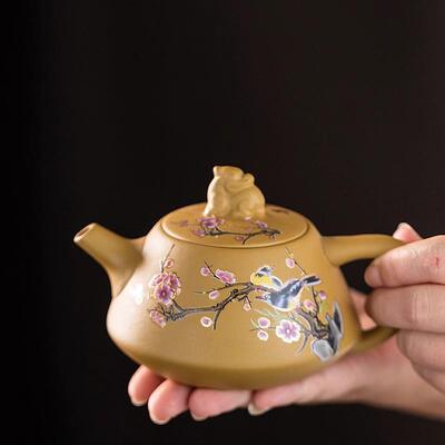 黄紫砂壶手工原矿喜上眉梢变色凤鸣断水西施茶具家用茶壶功夫