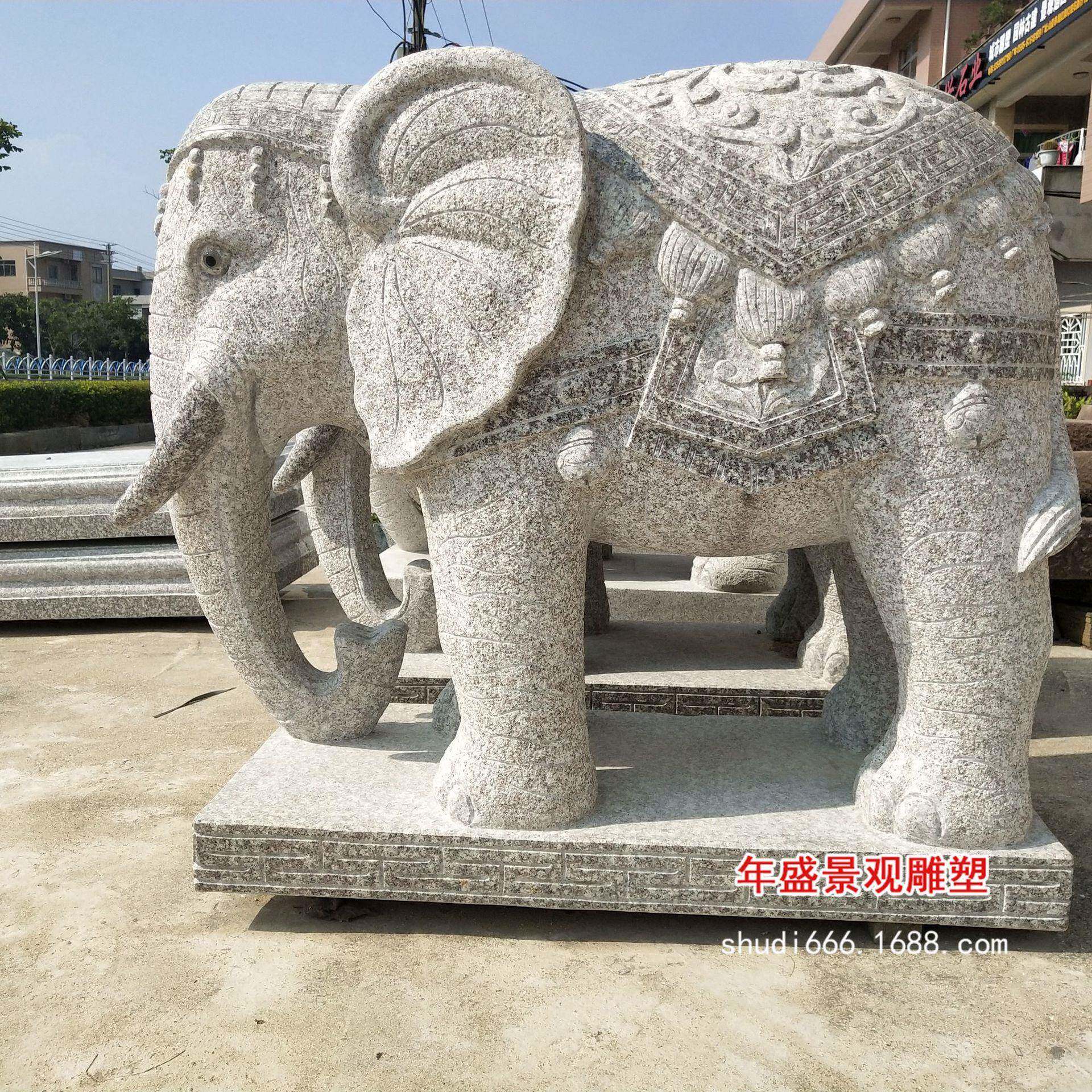 石雕大象晚霞红大象 厂家现货石象大象雕刻园林景观摆饰