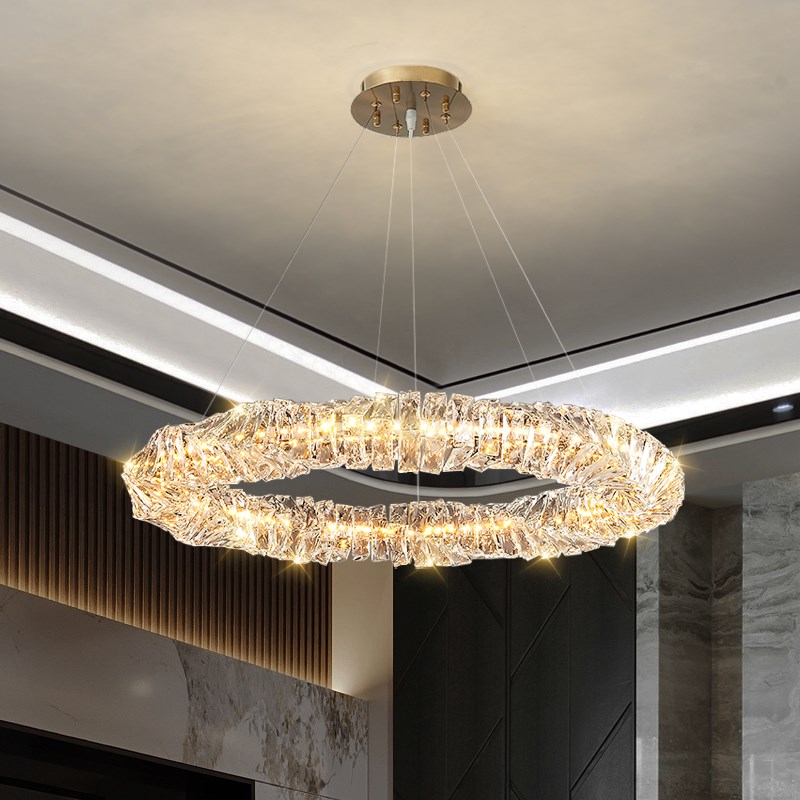水晶客厅吊灯2024新款圆形艺术餐厅餐桌后现代主卧室高档设计师灯