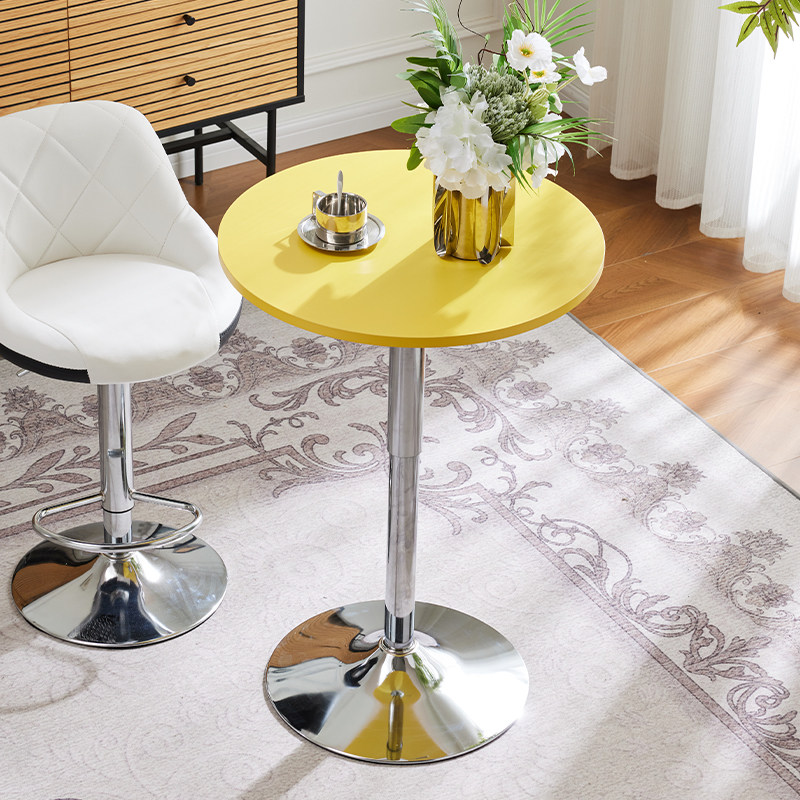 酒吧桌休闲家用简约咖啡阳台小圆桌子酒吧展会可升降高脚桌椅组合