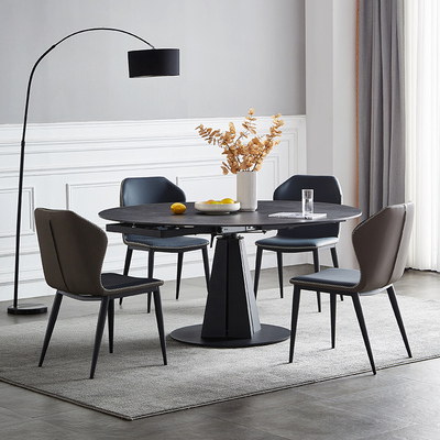 岩板方圆两用餐桌可旋转伸缩圆桌家用小户型现代简约多功能变形桌