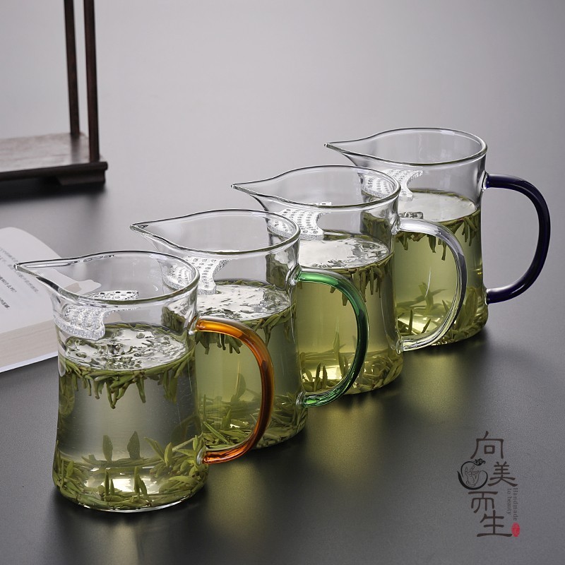 月牙公道杯 耐热玻璃分茶器 月牙玻璃杯尖嘴泡茶公道杯一体分茶器