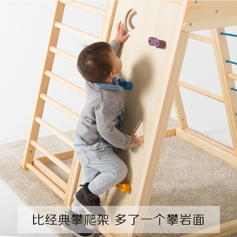 AVDAR 攀岩者玩具 实木攀爬架室内儿童攀岩墙可配秋千吊环滑梯图片