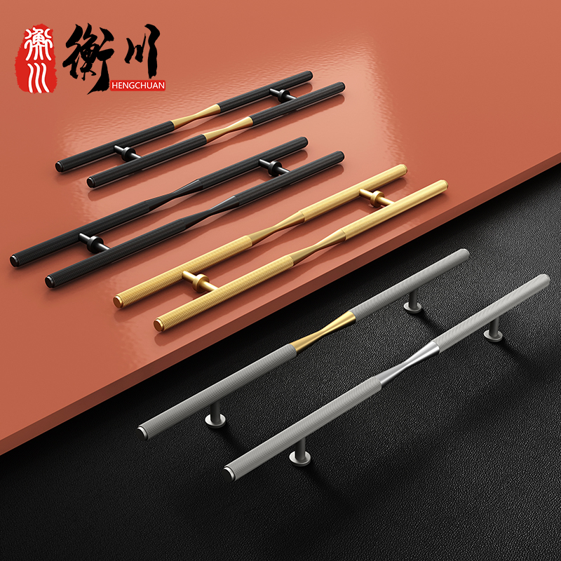 现代高档有框不锈钢玻璃门把手酒店包厢大门拉手加厚金色明装定制