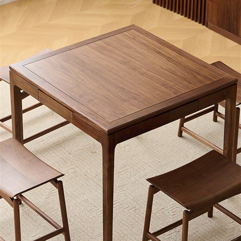 北美黑胡桃木方桌实木家用小户型餐桌现代简约正方形八仙桌棋牌桌