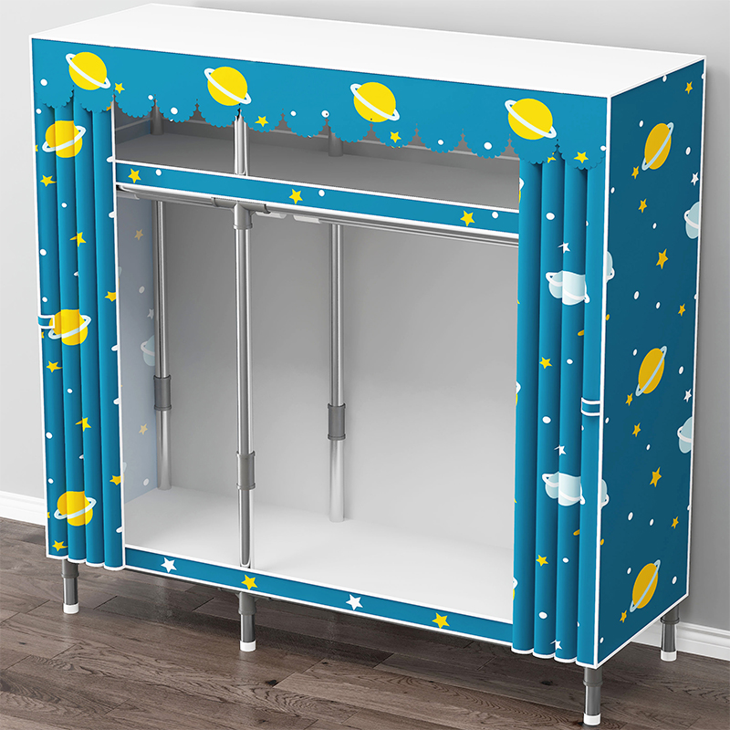 简易衣柜家用卧室出租房用现代简约布衣柜钢管加粗加厚全钢架衣橱