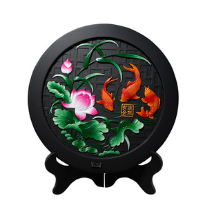 金乌炭雕连年有余客厅书房玄关家居室内装 饰品活性炭摆件乔迁礼品