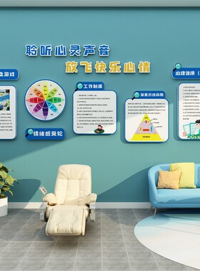 心理咨询室布置装饰画心灵驿站健康治疗愈空间文化墙面贴挂图摆件