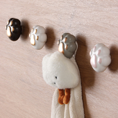 星翡儿童房创意卡通猫爪挂钩陶瓷可爱少女入户门口装 饰衣柜外侧面