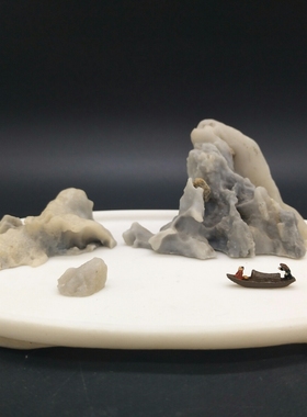 乌篷船仿古小船奇石假山盆景鱼缸沙盘枯山水微景观造景树脂小摆件