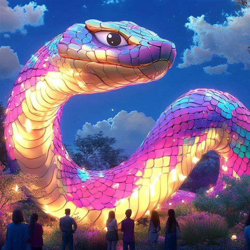 蛇年花灯造型摆件元宵节大型彩灯灯笼景区灯会场景装饰布置定 制