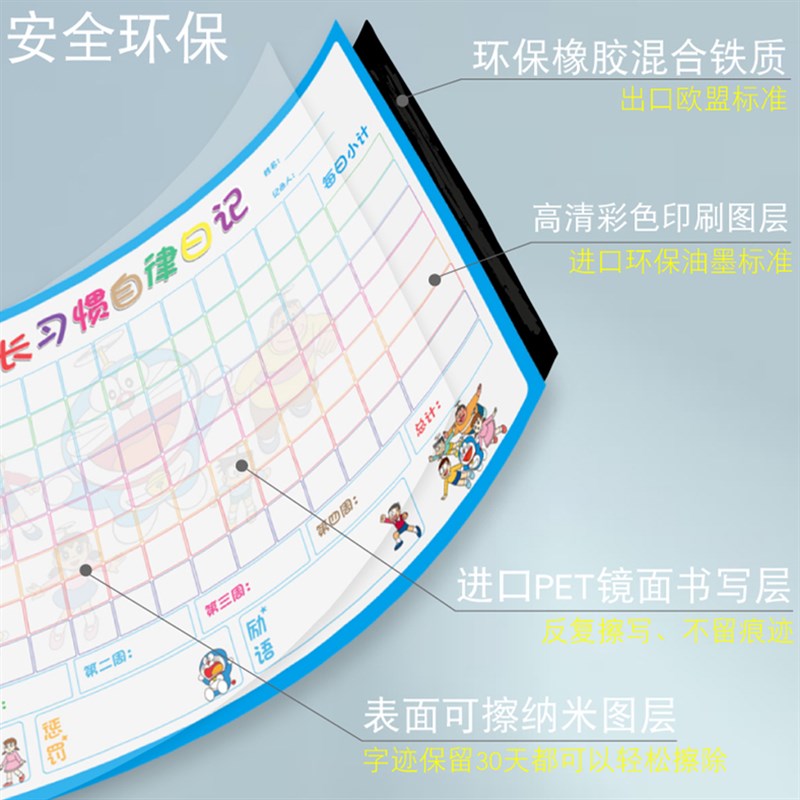 儿童成长自律表幼儿生活学习计划好习惯记录表家用表扬小红花墙贴