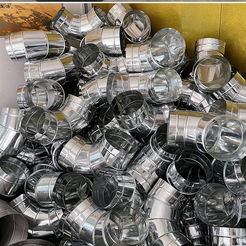 螺旋风管镀锌弯头90度5度通风管道烟囱排烟管道不锈钢弯头白铁皮