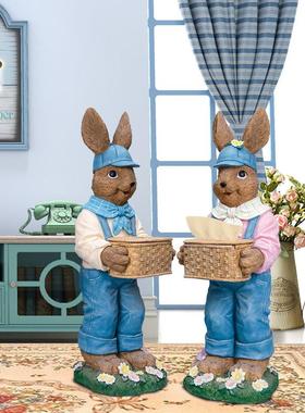 树脂工艺品仿真兔子摆件户外园林庭院创意家居落地欧式装饰品跨境