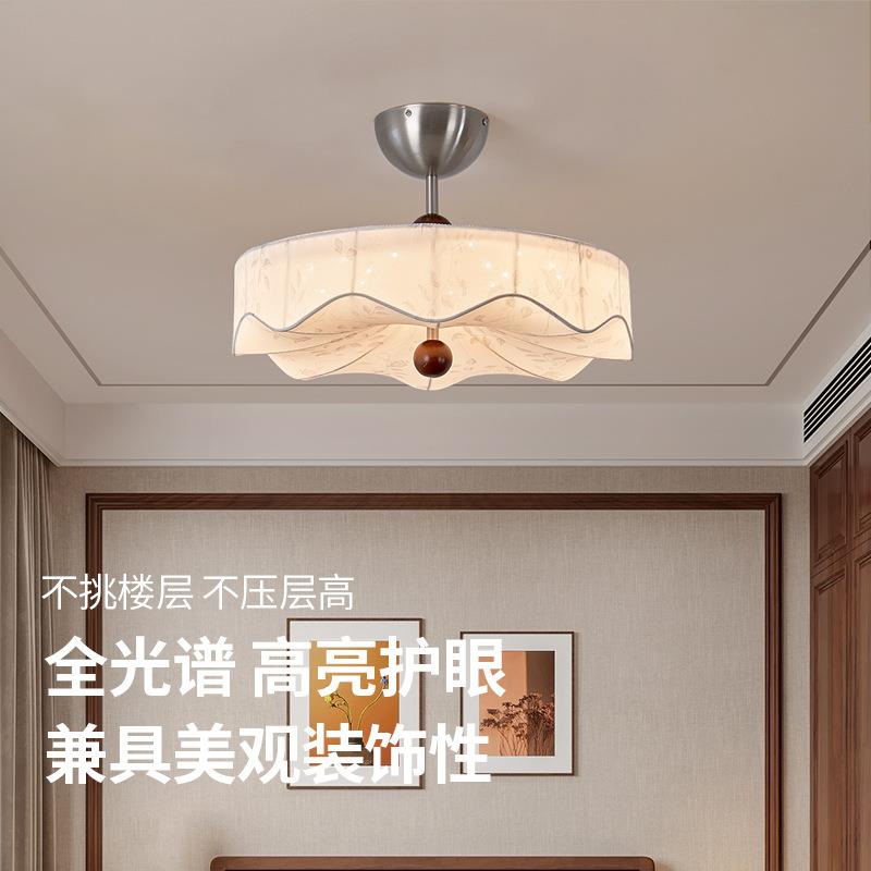 新中式卧室主卧灯宋式美学灯全光谱护眼吸顶灯繁华布艺灯罩灯具