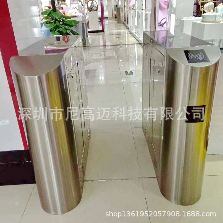 尼高迈单通道智能圆弧翼闸摆闸不锈钢人行道三辊闸工地学校门禁机