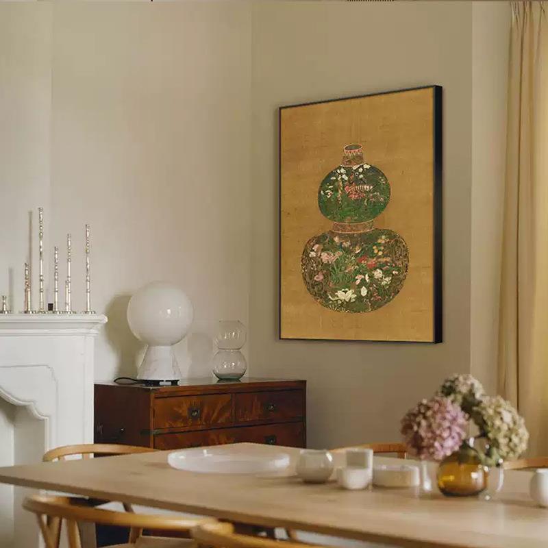 葫芦花瓶名画法式中国风中式玄关装饰画过道走廊客厅挂画餐厅茶室