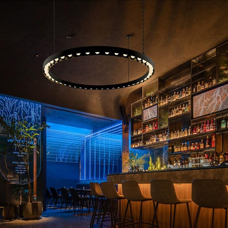 工业风音乐酒吧灯餐厅吊灯loft创意圆形圆环圆圈环形个性工程灯具