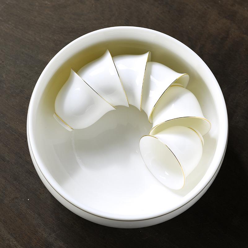 德化白瓷茶洗大号陶瓷羊脂玉瓷笔洗水盂茶具茶道配件洗茶杯的器皿