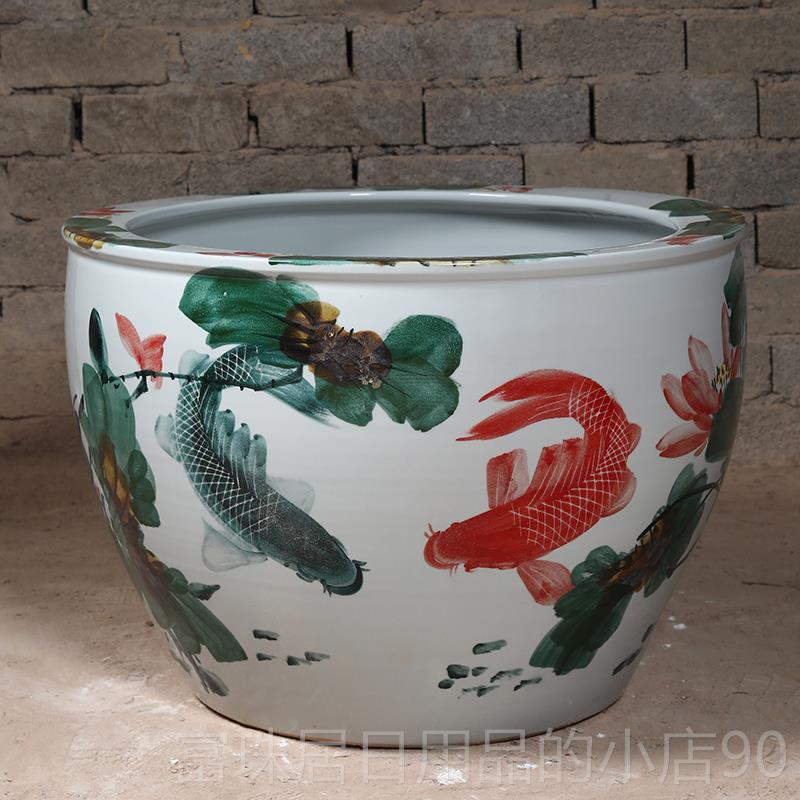 高档庭院大缸鱼景德镇花瓷水缸金青鱼睡缸荷花碗莲莲盆乌龟缸酒店