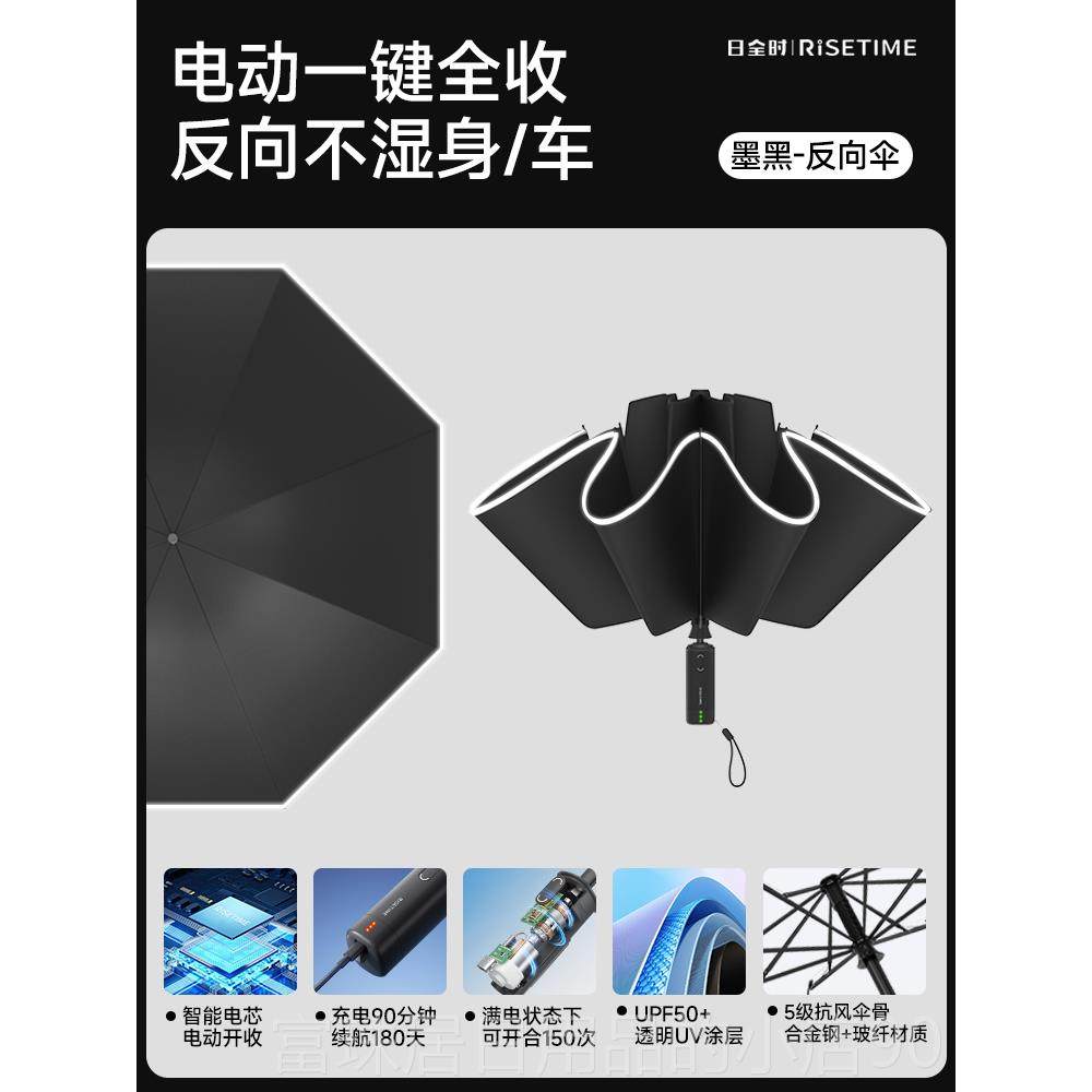 高档日时智能电动一键开全雨伞 合全自动收缩防晒伞高端商务礼品