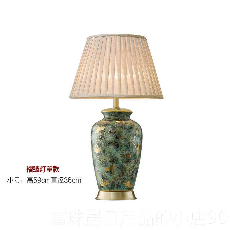 高档室美式别墅客厅装饰大号头高档台灯中式复古奢华卧计床全铜灯