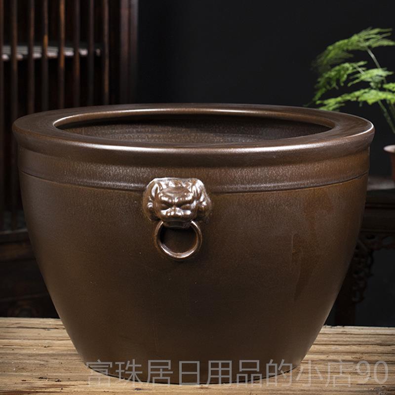 高档大型陶古瓷流水喷鱼缸陶泉罐水厅循环造景法鱼缸客阳台落地大