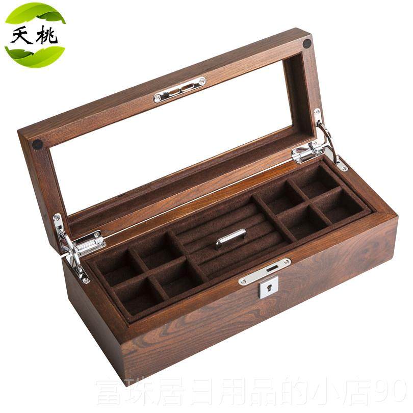 高档首夭桃木（饰品）纯盒实木质天窗饰俄罗斯榆珠宝收藏收纳盒带,饰品/流行首饰/时尚饰品新,首饰盒,淘宝优惠券,粉丝福利购,淘宝优惠卷