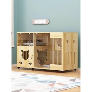 高档猫别舍墅实育宠木猫寄养柜猫笼子物店展示柜猫房全景猫猫繁笼