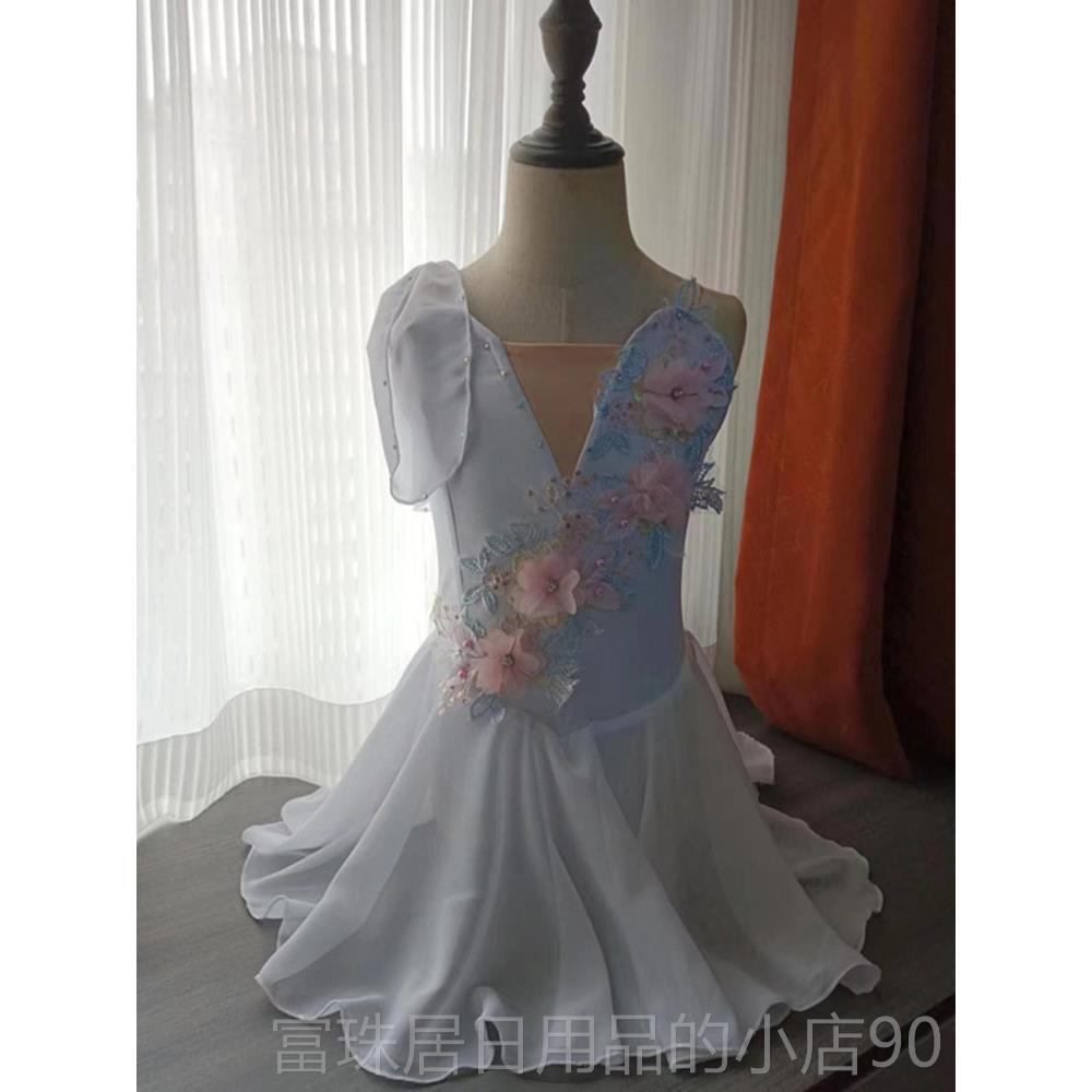 高档儿童蕾雪纺现代芭可舞蹈服飘逸现代舞短裙演服出装表演服成人