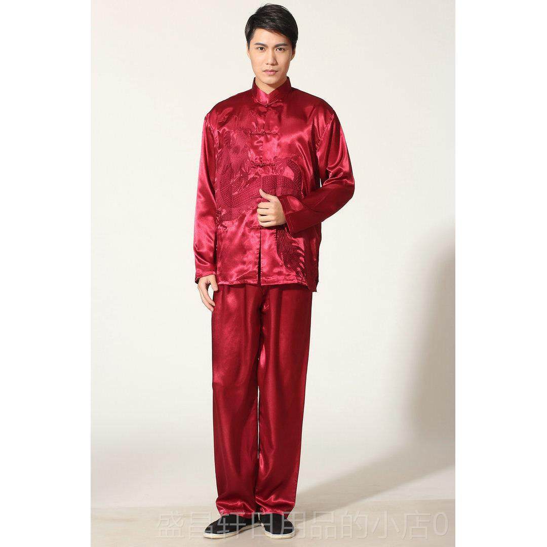 高档中国子式绣龙男长唐袖薄汉代功夫衬衫太极套装表演服装夏秋男,男装,其他民族服装,淘宝优惠券,粉丝福利购,淘宝优惠卷