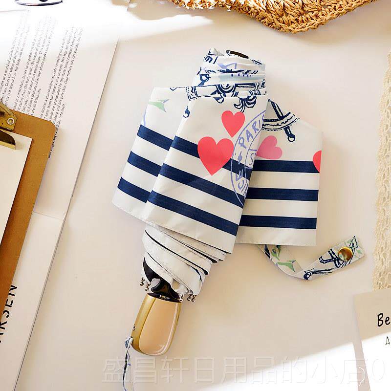 高档韩国创意清新卡通自小动晴雨伞折叠女黑晒胶防雨防紫外线伞两