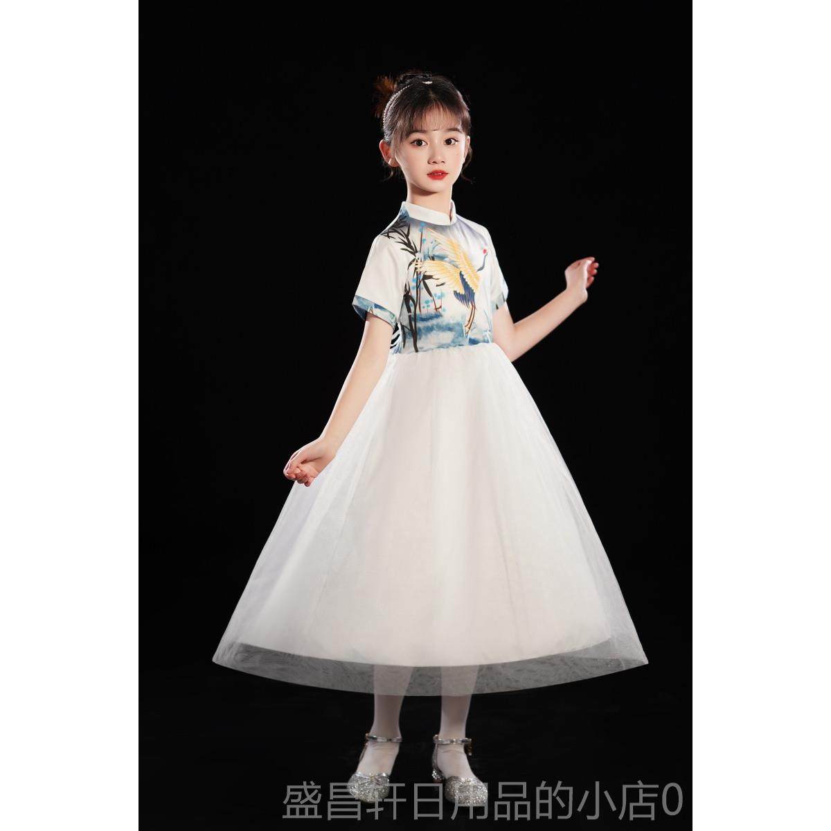 高档六生一大儿童女古筝演出服小学朗诵合唱团表演服男中国风朗诵