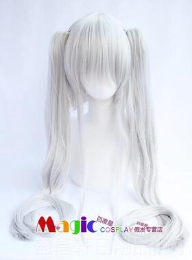 高档现货 美少女万华镜 篝之雾枝 双马尾萝莉C OS假发 银 白色假
